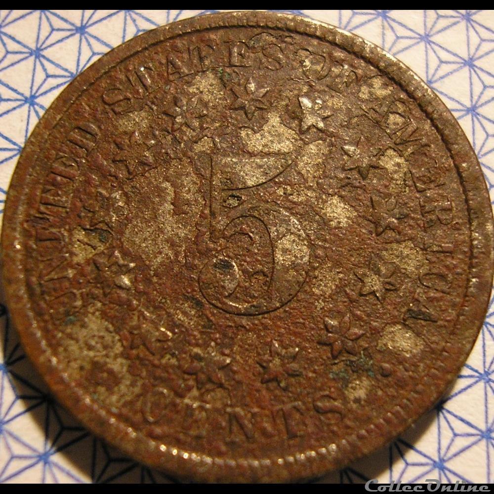 1871 5 Cents 4 monnaie monde etat uni 1871 5 cents