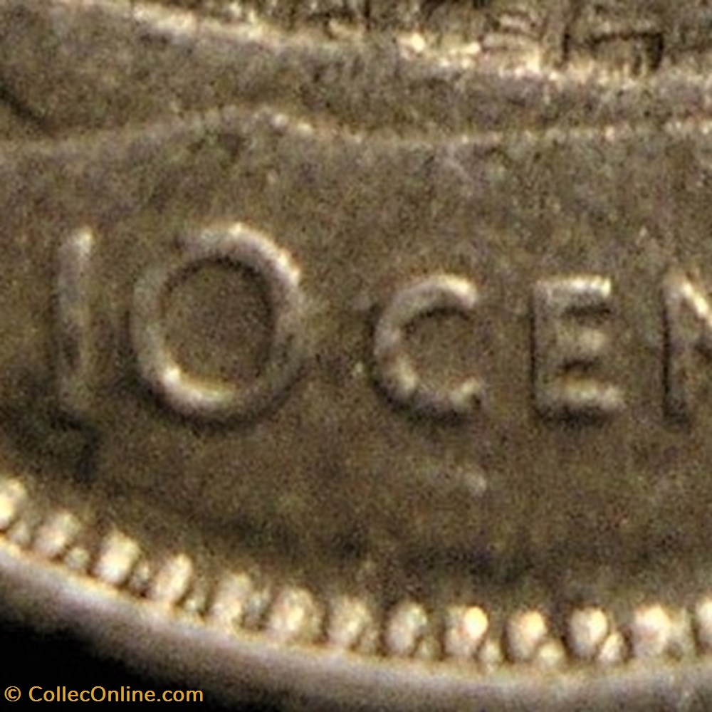 George VI - 10 Cents 1939 - Die Crack + Double Date 4 monnaie monde canadum george vi 10 cents 1939 die crack double date