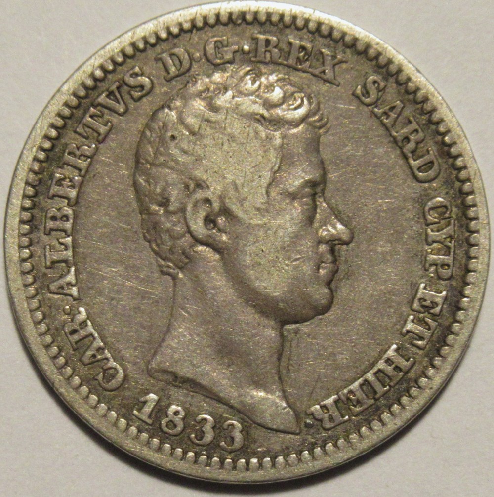 monnaies monde italie 1833 royaume de sardaigne 50 centesimi genova carlo alberto