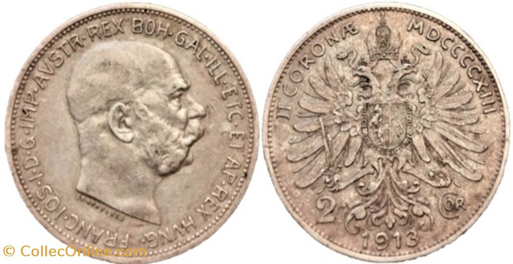 Franz Joseph I - 2 Corona 1913, Austrian Empire monnaies monde autriche franz joseph i 2 corona 1913 austrian empire