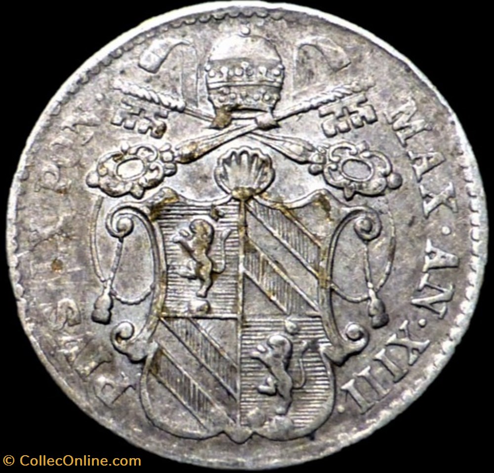 Pio IX, Papa - 5 Baiocchi 1858, Anno XIII Bologna - Papal States monnaies monde vatican pio ix papa 5 baiocchi 1858 anno xiii bologna papal states
