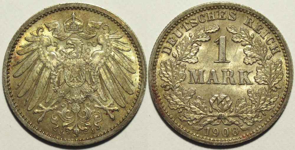 Wilhelm II - 1 Mark 1908 Hamburg, German Empire monnaies monde allemagne wilhelm ii 1 mark 1908 hamburg german empire