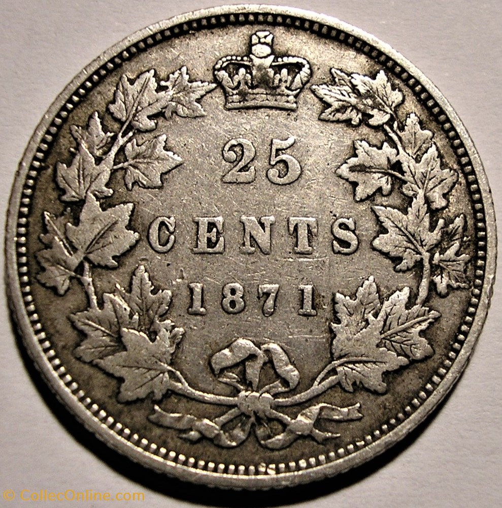 monnaie monde canadum victoria 25 cents 1871