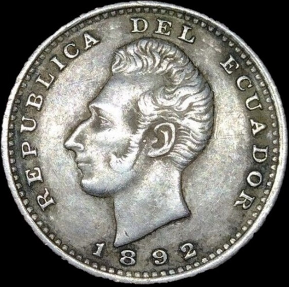 monnaies monde equateur ecuador 2 decimos 1892 overdate