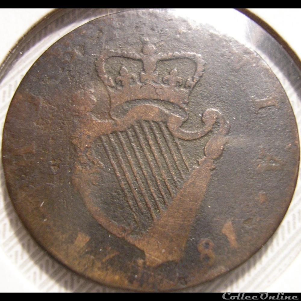 1781 Half Penny, Hibernia - George III of Great Britain 3 monnaie monde irlande 1781 half penny hibernia george iii of great britain