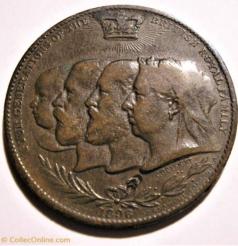 The Victoria's Family - 1896 Remington Typewriter Token - UK 2 monnaie jeton mereaux the victoris family 1896 remington typewriter token uk