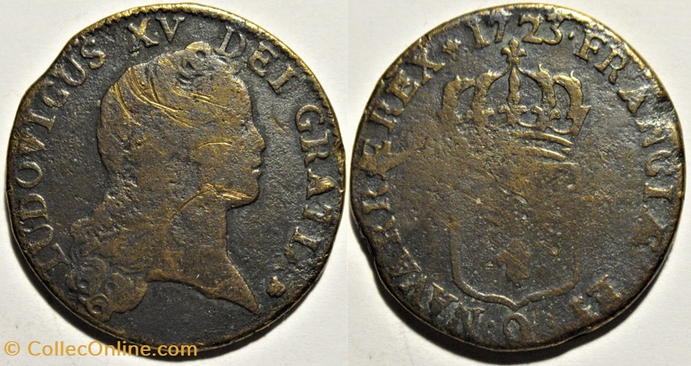 monnaies europe medievale france royales louis xv sol de perpignan 1723 q