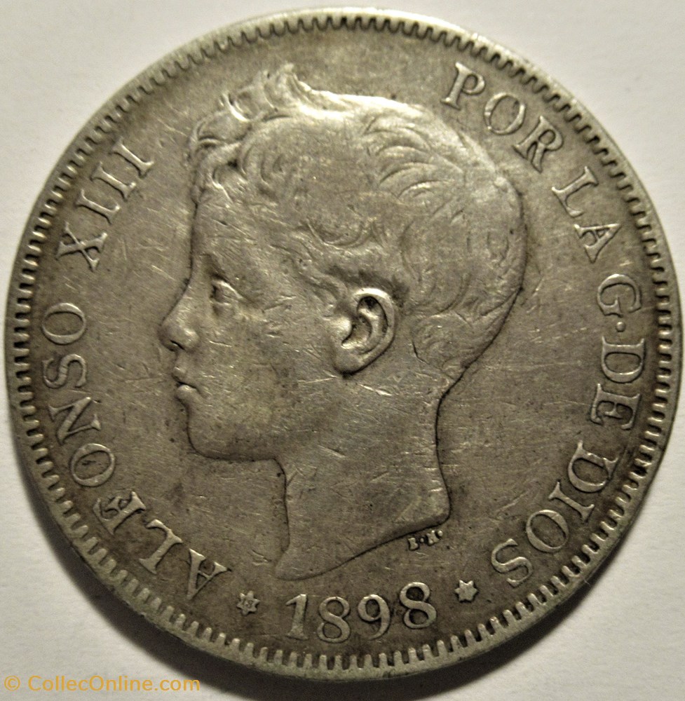 monnaies monde espagne 1898 5 pesetas alfonso xiii de espana