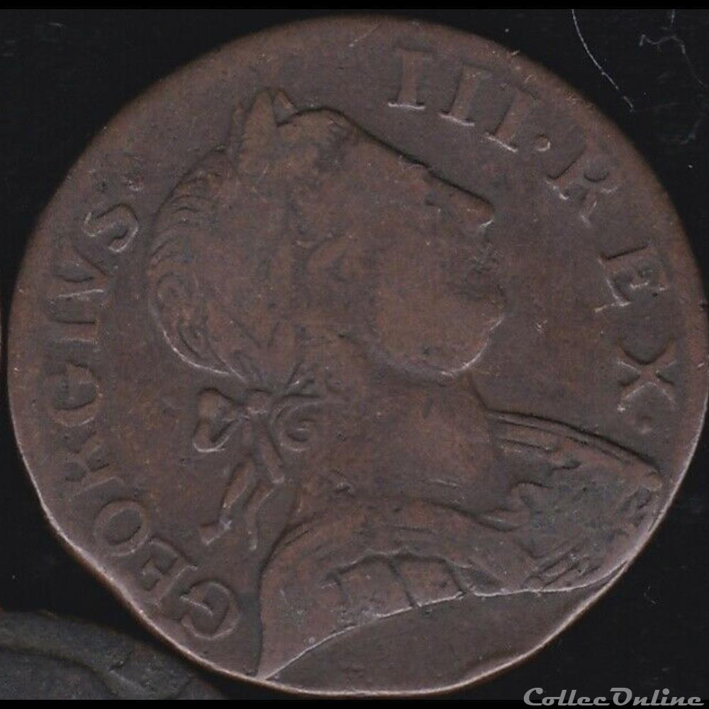 1775 Half Penny No Regal - George III of Great Britain (Ex.8) 3 monnaie monde etat uni 1775 half penny no regal george iii of great britain ex 8