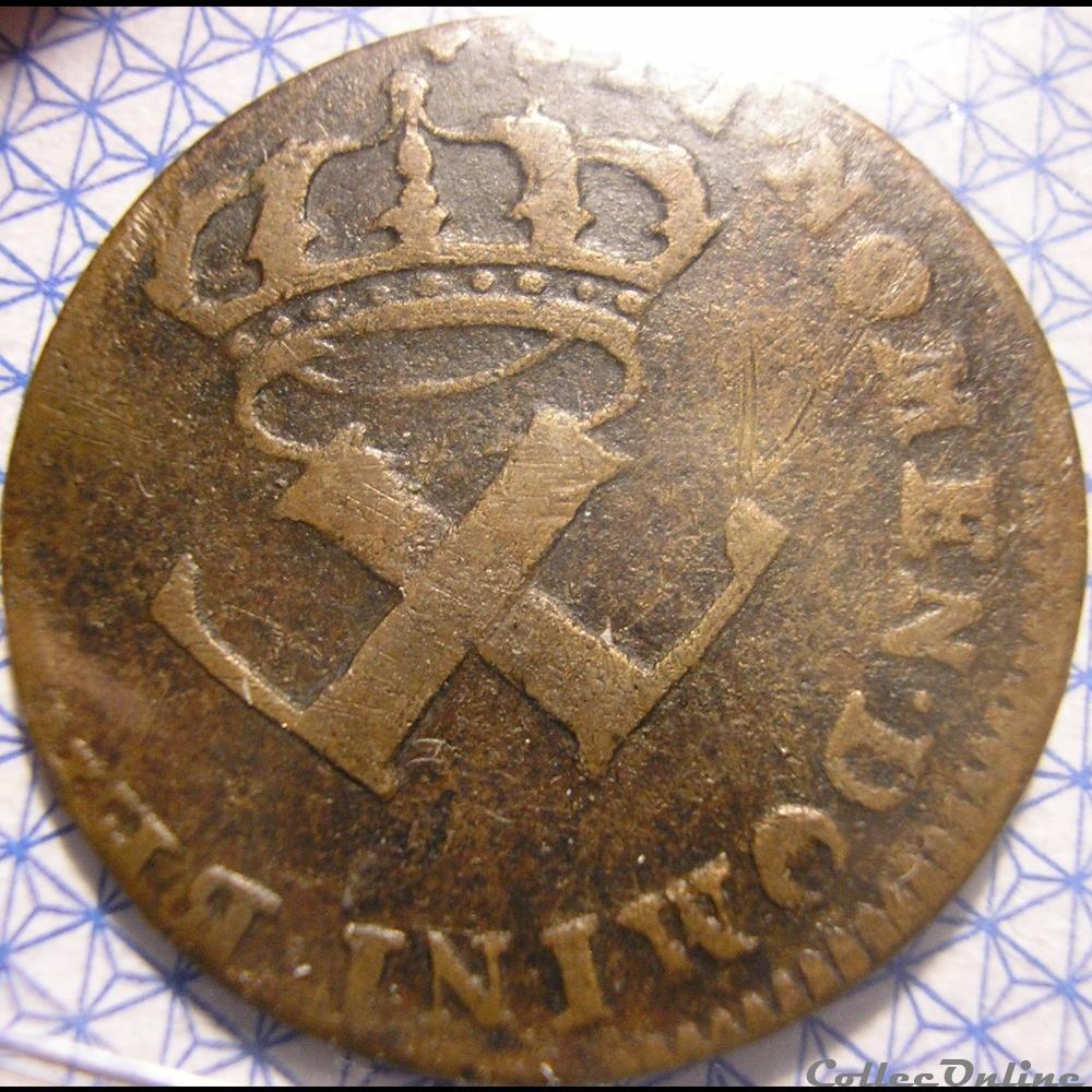 Louis XV - 9 Deniers 1721 H - Colonies d'Amérique monnaie france colony louis xv 9 deniers 1721 h colonies amerique
