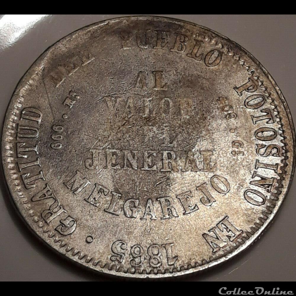 1865 Melgarejo - Pueblo Potosino - M. Melgarejo Pdt 4 monnaies monde bolivie 1865 melgarejo pueblo potosino m melgarejo pdt