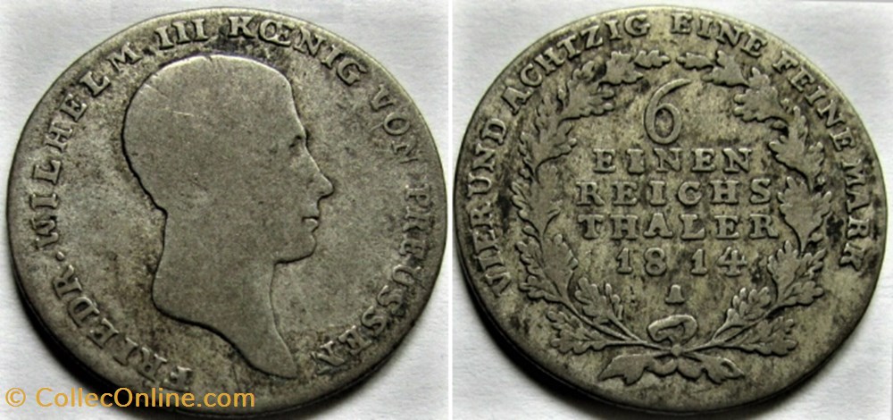 Friedrich Wilhelm III - ⅙ Thaler 1814 Berlin, Kingdom of Prussia monnaies europe medievale saint empire romain germanique friedrich wilhelm iii thaler 1814 berlin kingdom of prussia