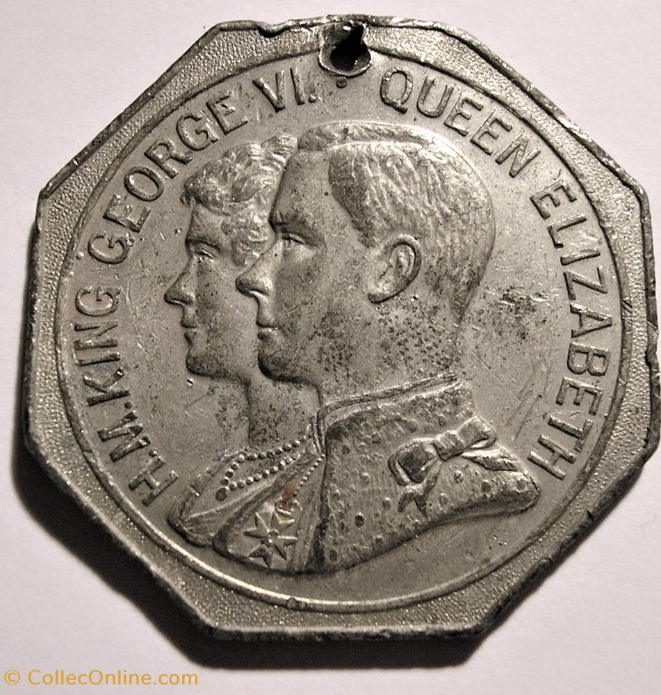 medaille royaume uni george vi elizabeth 1937 coronation octogonal token uk