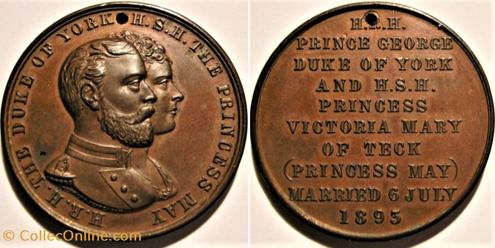 monnaie jeton mereaux george may 1893 marriage medallion uk