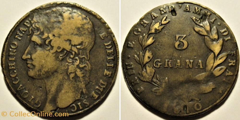 monnaies europe medievale royaume de naples 1810 regno di napoli 3 grana joachim murat ex 2 error filled die