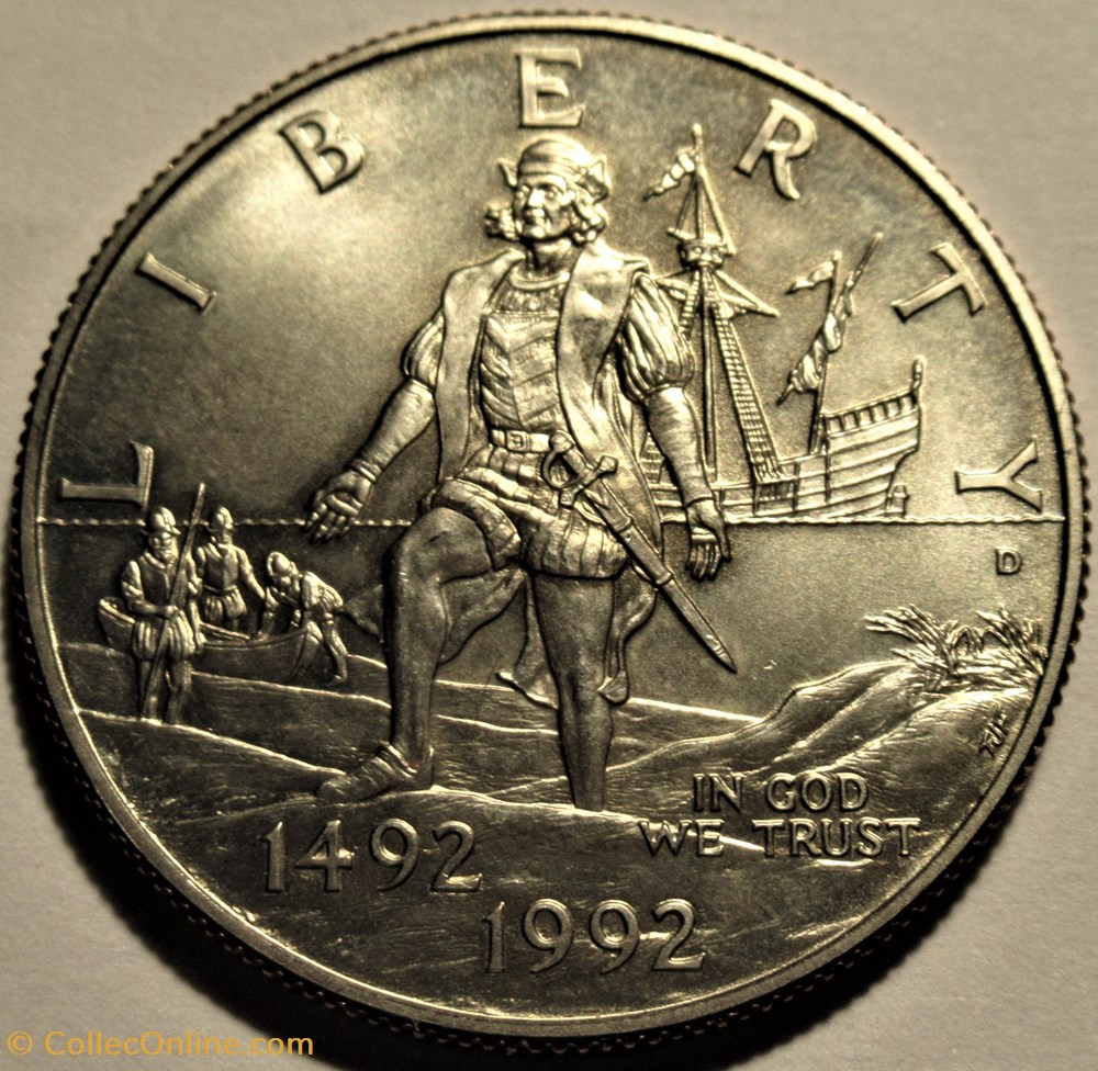 Columbus Quincentenary 1492-1992 - Half Dollar 1992 Denver 2 monnaies monde etats unis columbus quincentenary 1492 1992 half dollar 1992 denver