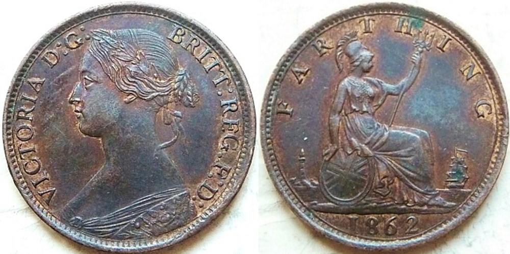 Victoria - One Farthing 1862 - Kingdom of Great Britain monnaies monde royaume uni victoria one farthing 1862 kingdom of great britain