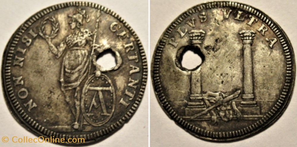 Minerva - Plus Ultra - Silver Token (1712) Spanish Succession monnaies jetons mereaux minerva plus ultra silver token 1712 spanish succession
