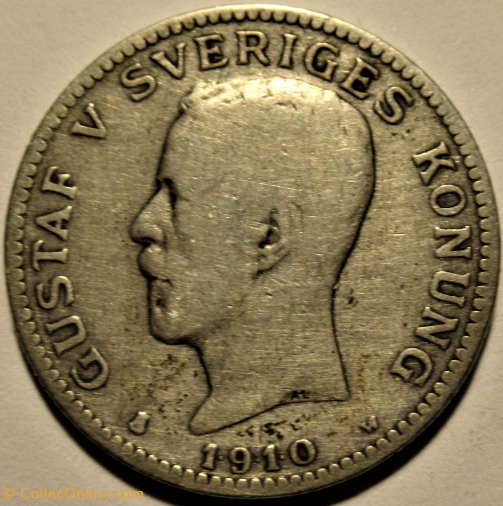 Gustaf V of Sweden - 1 Krona 1910 4 monnaies monde suede gustaf v of sweden 1 krona 1910