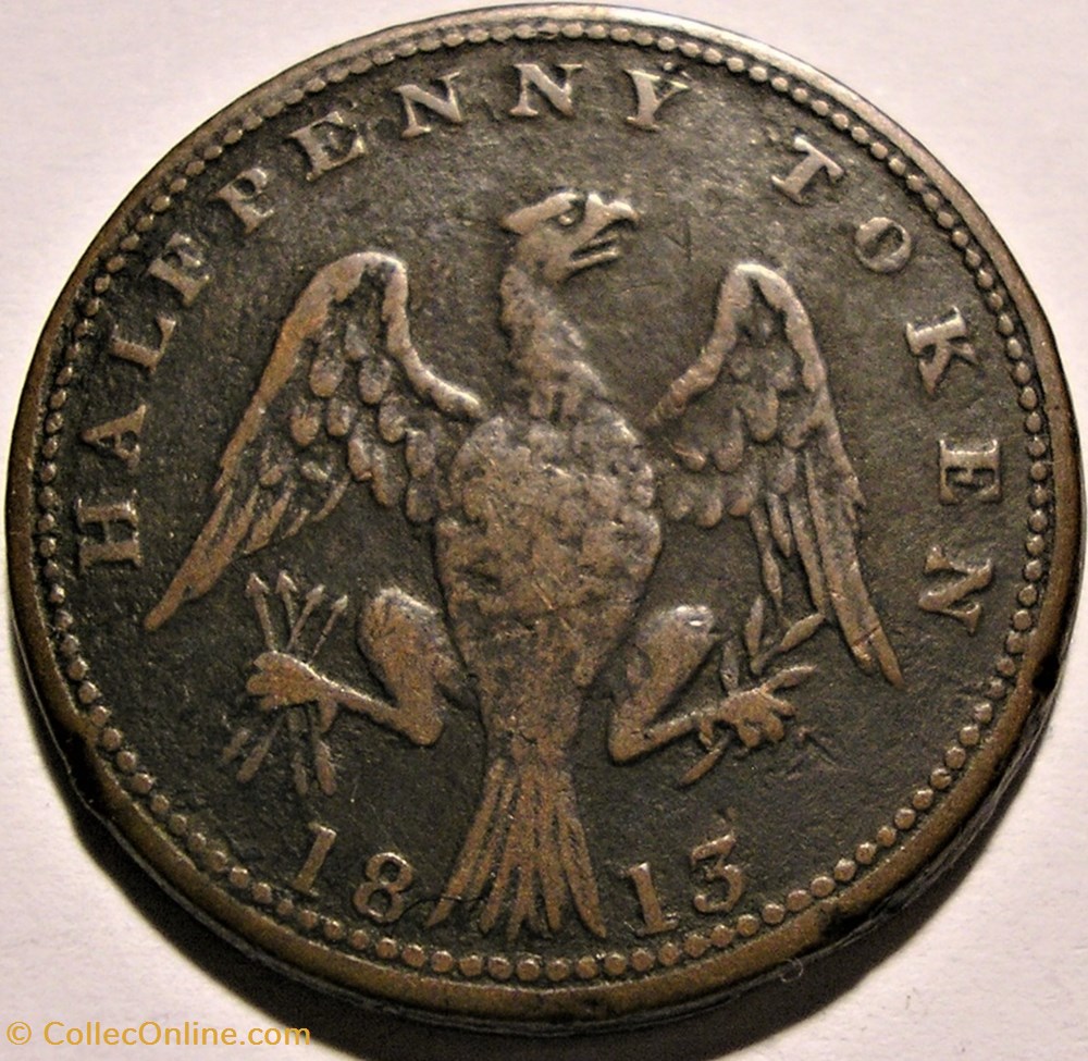 monnaies monde canada george iii halfpenny token 1813 britannia eagle