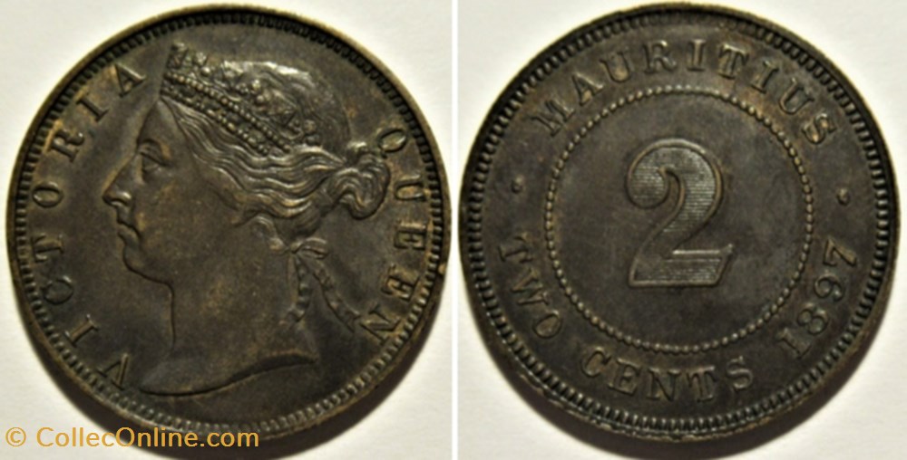 Victoria - Two Cents 1897 - Mauritius Island monnaies monde maurice victoria two cents 1897 mauritius island