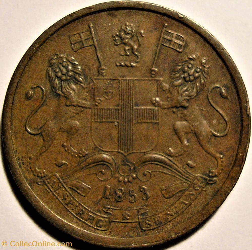 Queen Victoria - Half Pice 1853 4 monnaie monde inde queen victoria half pice 1853