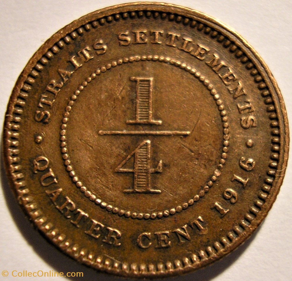George V - ¼ Cent 1916 - Straits Settlements 3 monnaies monde malaisie george v cent 1916 straits settlements