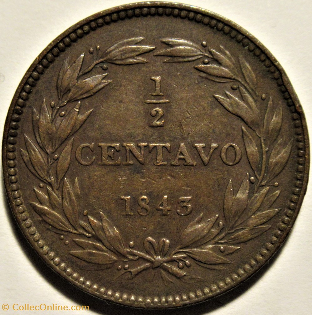 Venezuela - 1/2 Centavo 1843 3 monnaies monde venezuela 1 2 centavo 1843
