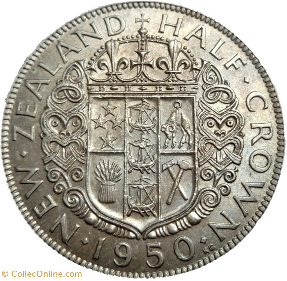 George VI - Half Crown 1950 - New Zealand 3 monnaies monde nouvelle zelande george vi half crown 1950 new zealand