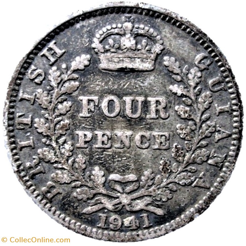 George VI - 3 Pence 1941 Guiana 3 monnaies monde guyana george vi 3 pence 1941 guiana