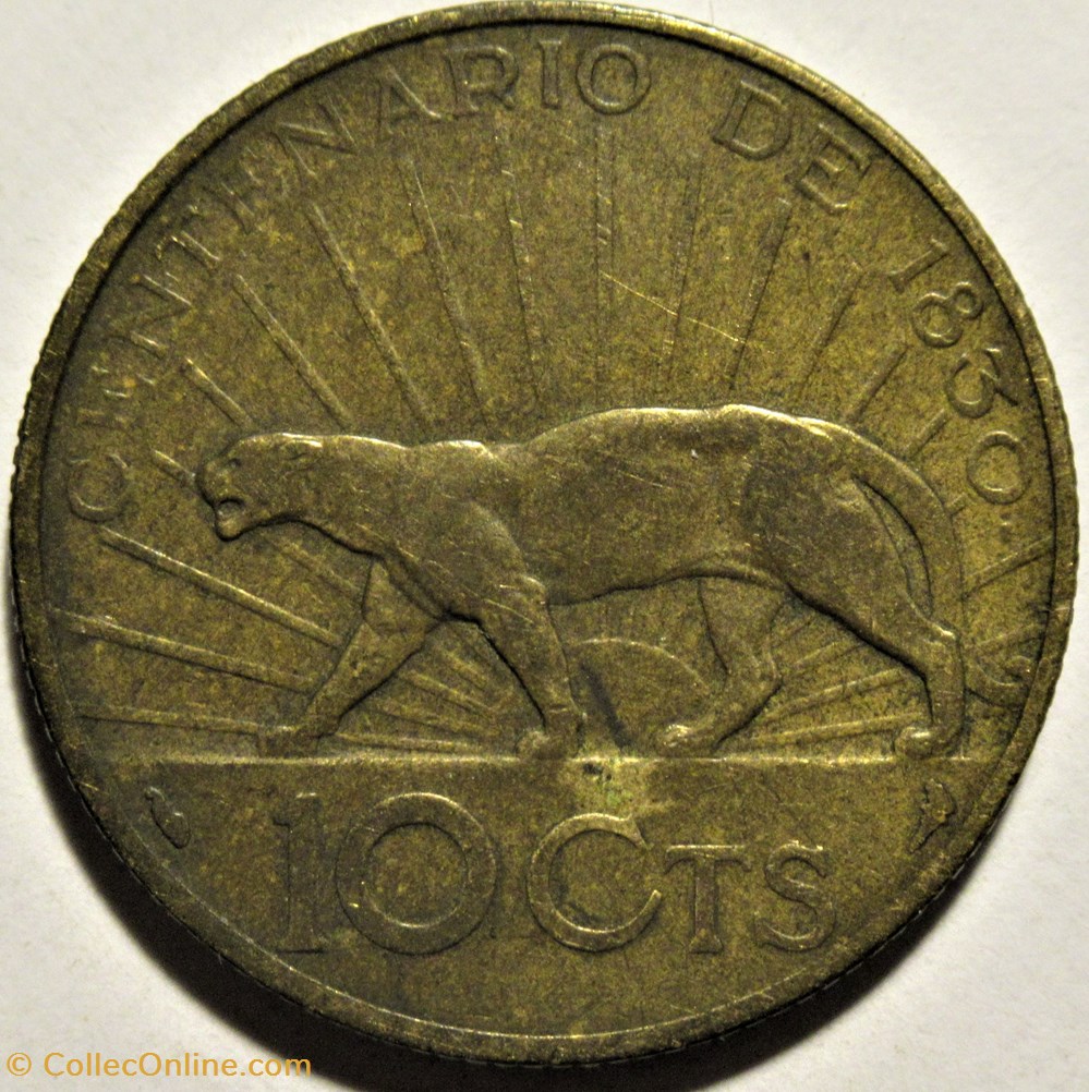 Uruguay - 10 Centésimos 1930 Paris Mint - 100th. Anniversary from Constitution Pledge 3 monnaies monde uruguay 10 centesimos 1930 paris mint 100th anniversary from constitution pledge
