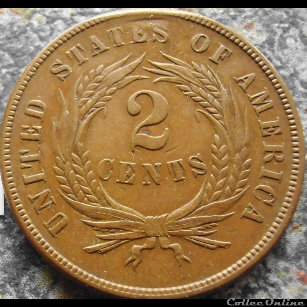 1866 Two Cents - Cuds, Die Break, Extra Metal error monnaie monde etat uni 1866 two cents cuds die break extra metal error