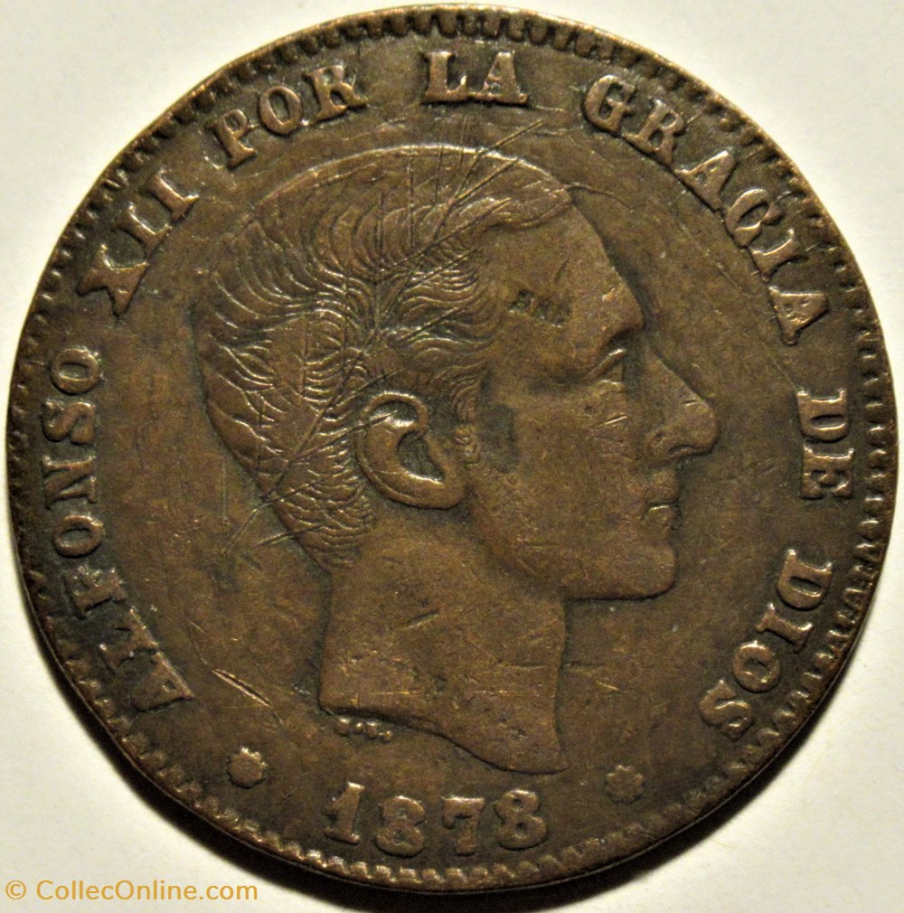 1878 - Barcelona, 10 Centimos - Alfonso XII de España - Moneda falsa 2 monnaies monde espagne 1878 barcelona 10 centimos alfonso xii de espana moneda falsa