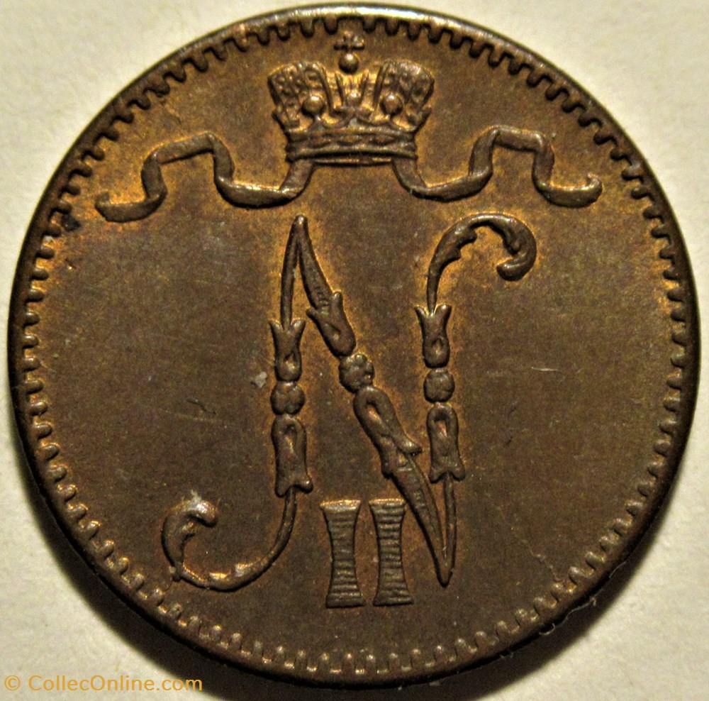 Nicholas II of Russia - 1 Penni 1916, Grand Duchy of Finland 2 monnaies monde finlande nicholas ii of russia 1 penni 1916 grand duchy of finland