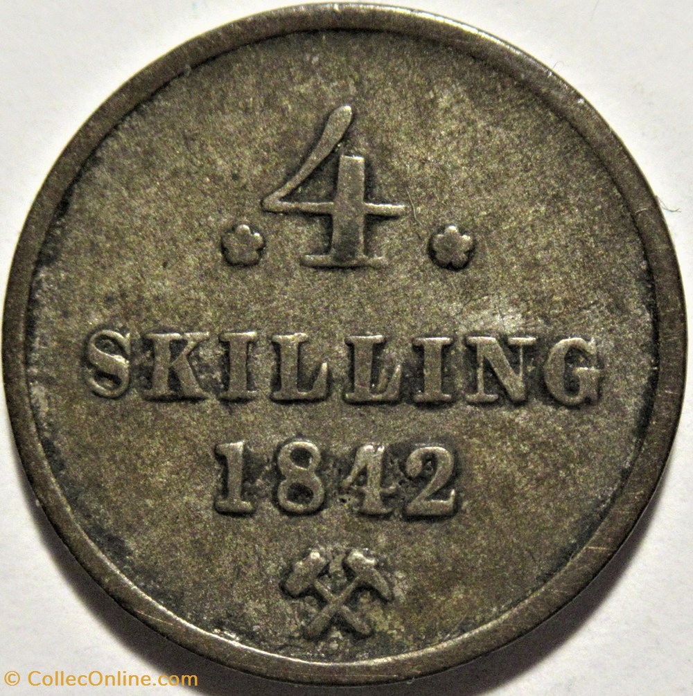 Carl XIV (III) Johan of Sweden - 4 Skilling 1842 Norway monnaies monde norvege carl xiv iii johan of sweden 4 skilling 1842 norway