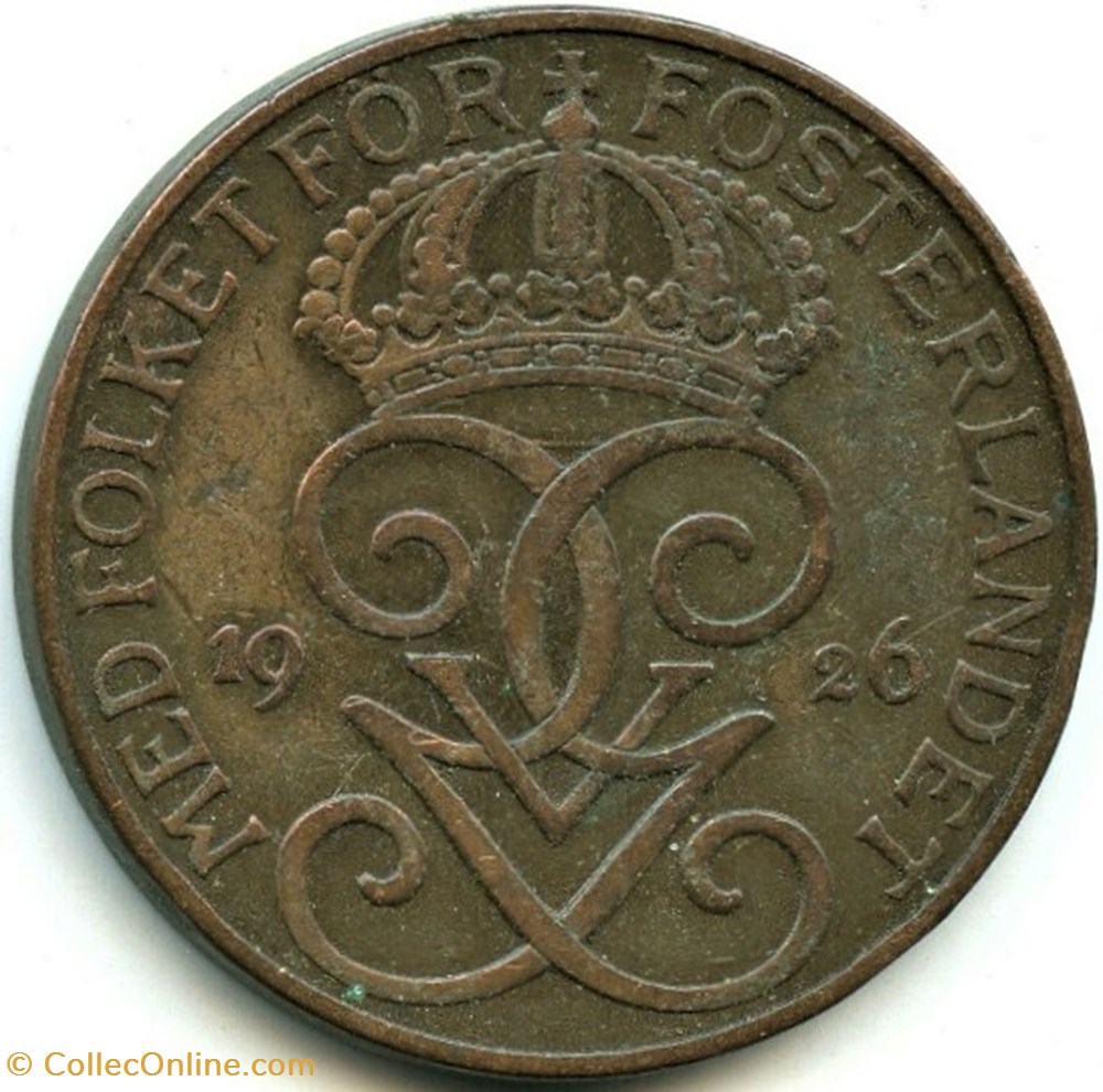 monnaies monde suede gustaf v of sweden 5 ore 1926