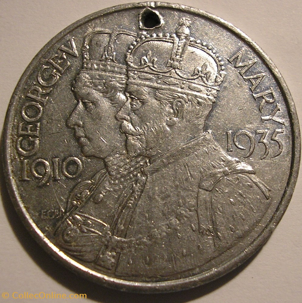 George V & Mary - Silver Jubilee 1935 Medal - Chatham, England 2 medaille royaume uni george v mary silver jubilee 1935 medal chatham england