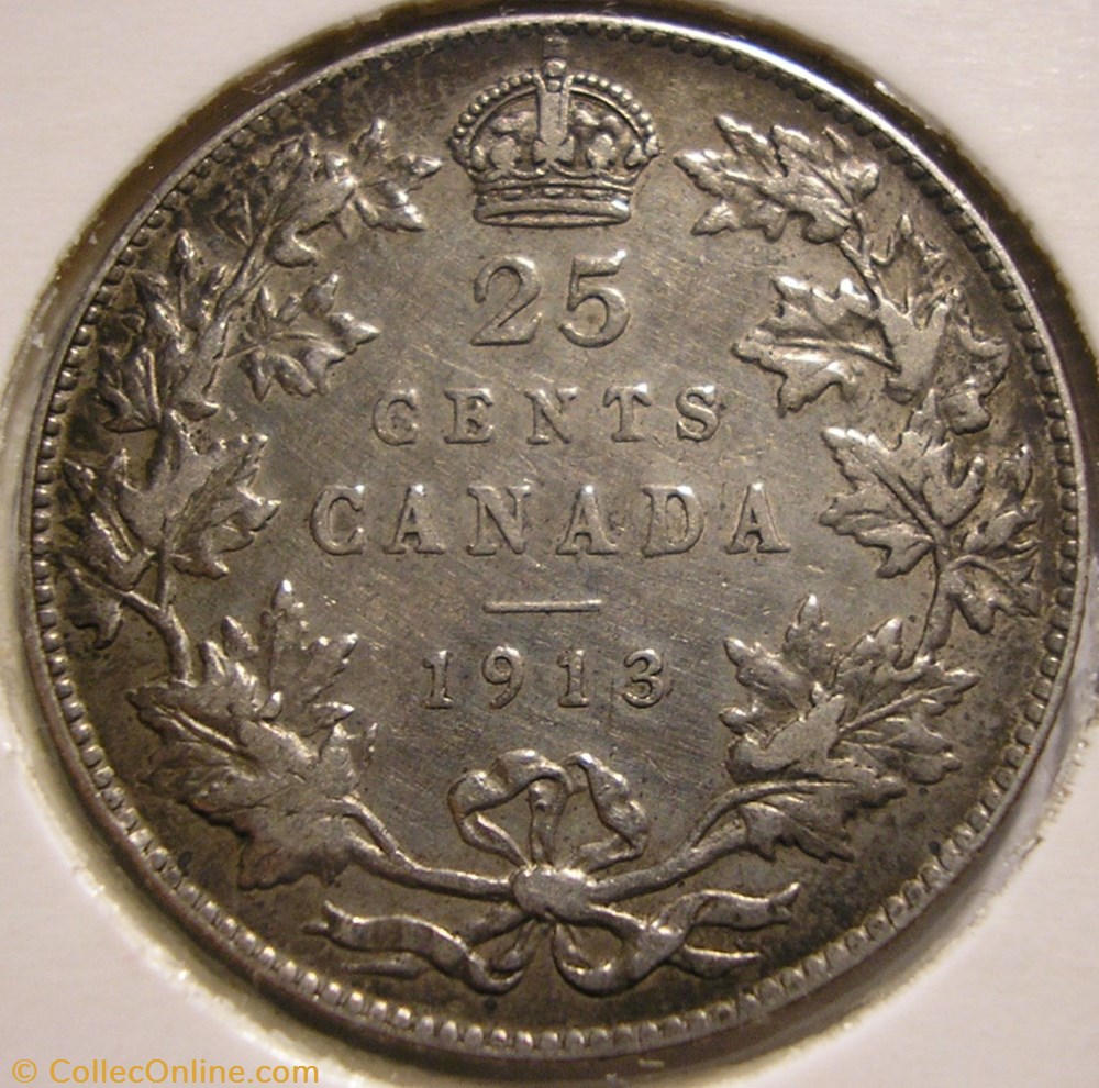 George V - 25 Cents 1913 monnaie monde canadum george v 25 cents 1913