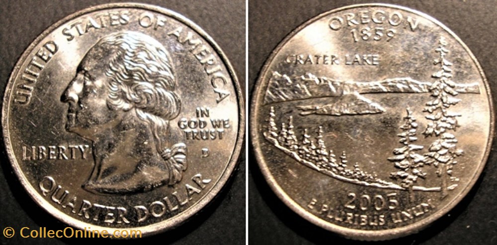 2005 D Quarter Dollar - Oregon State (ex.2) monnaie monde etat uni 2005 d quarter dollar oregon state ex 2