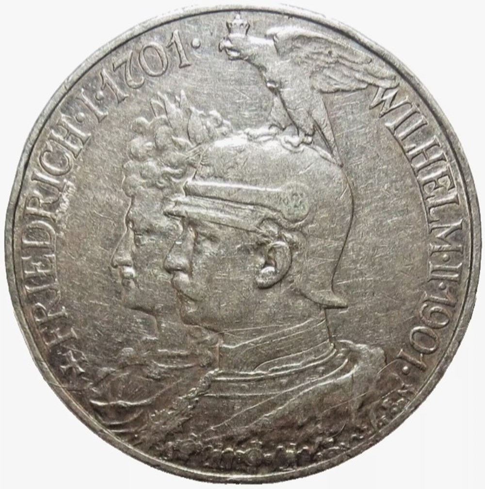 Wilhelm II - 5 Mark 1901 Berlin - Bicentenary of the Kingdom of Prussia monnaies monde allemagne wilhelm ii 5 mark 1901 berlin bicentenary of the kingdom of prussia