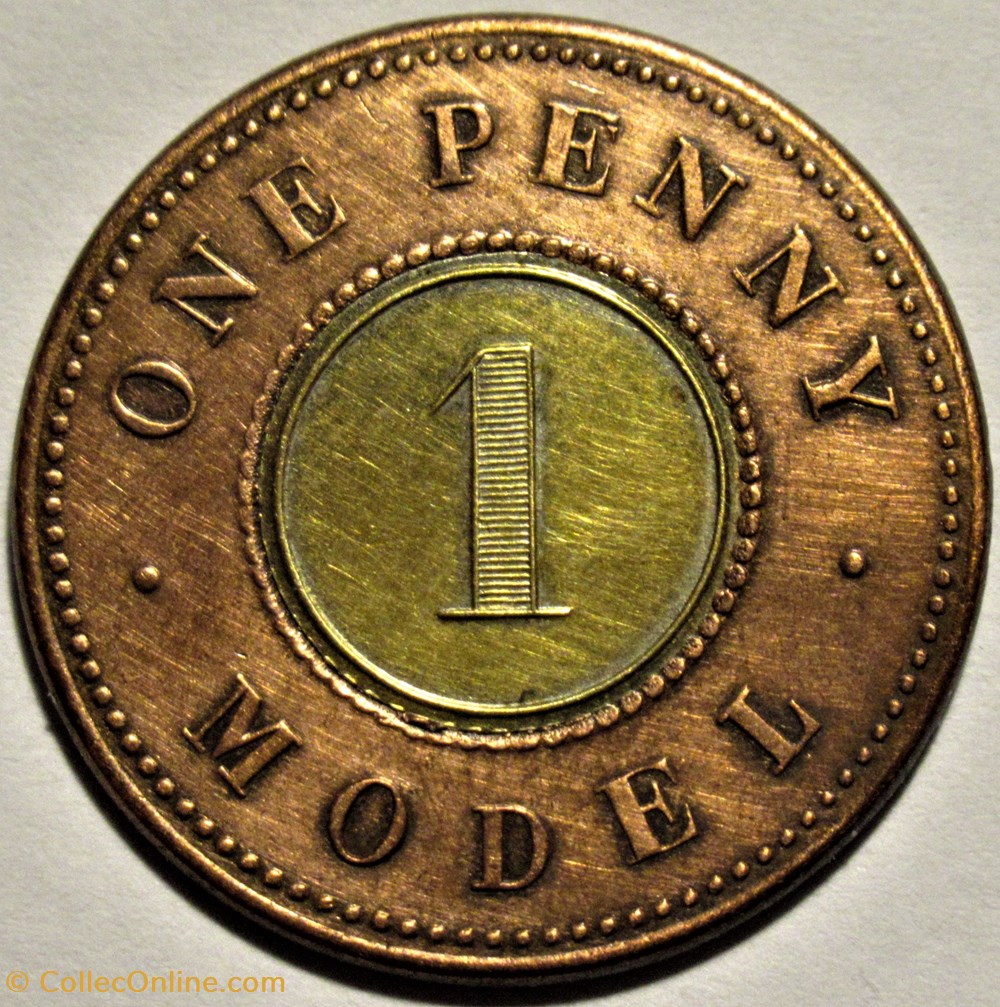 Victoria - Penny Model Token (c.1844-1848) 3 monnaies paranumismatique jetons poids victoria penny model token c 1844 1848