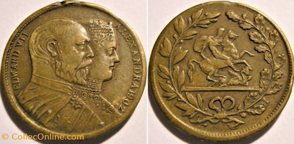 Edward VII & Alexandra - Token St George 1902 monnaie jeton mereaux edward vii alexandra token st george 1902