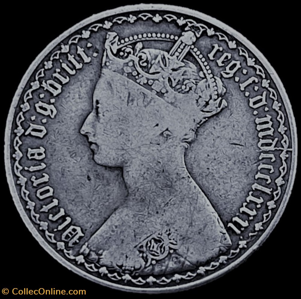 Victoria - One Florin 1881 - Kingdom of Great Britain - Broken Die Error monnaies monde royaume uni victoria one florin 1881 kingdom of great britain broken die error