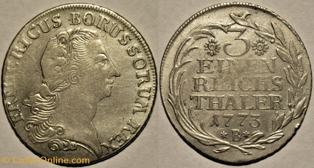 Friedrich II the Great - 1/3 Reichsthaler 1773 Breslau, Kingdom of Prussia monnaies europe medievale saint empire romain germanique friedrich ii the great 1 3 reichsthaler 1773 breslau kingdom of prussia
