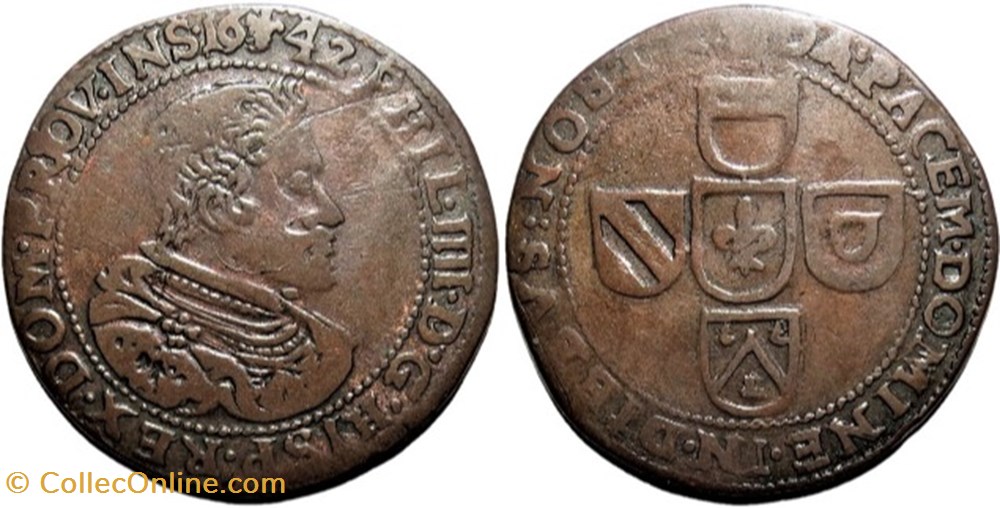 1642 Token of Tournai, Spanish Netherlands - Philip IV of Spain monnaies europe medievale pays bas espagnols 1642 token of tournai spanish netherlands philip iv of spain