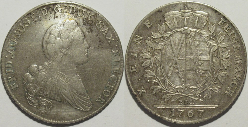 monnaies europe medievale saint empire romain germanique friedrich august iii conventionsthaler 1767 electorate of saxony