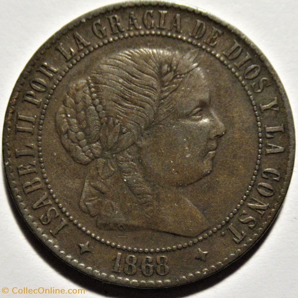 monnaies monde espagne 1868 jubia 2 1 2 centimos isabel ii espana