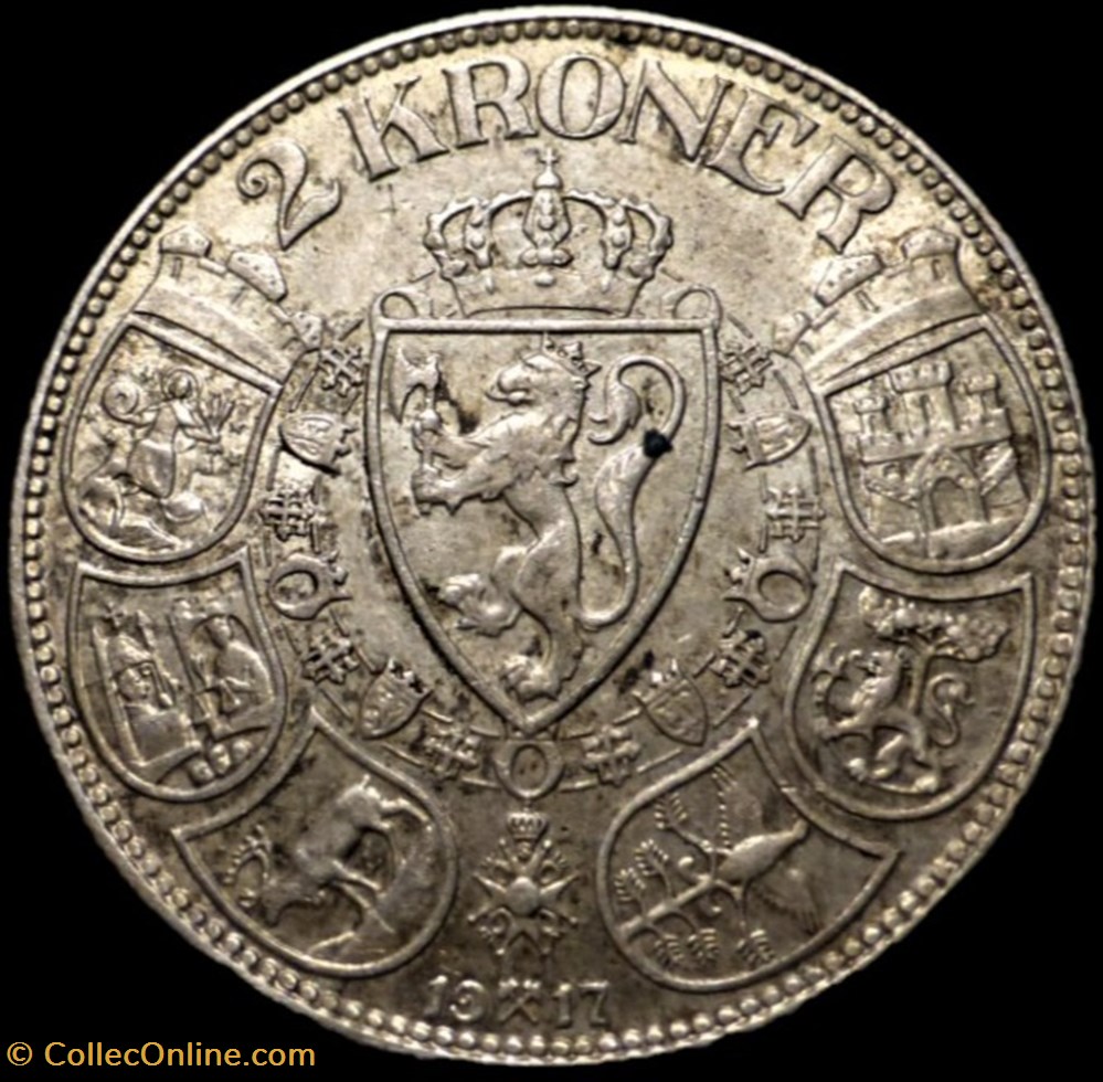 Haakon VII of Norway - 2 Kroner 1917 monnaies monde norvege haakon vii of norway 2 kroner 1917