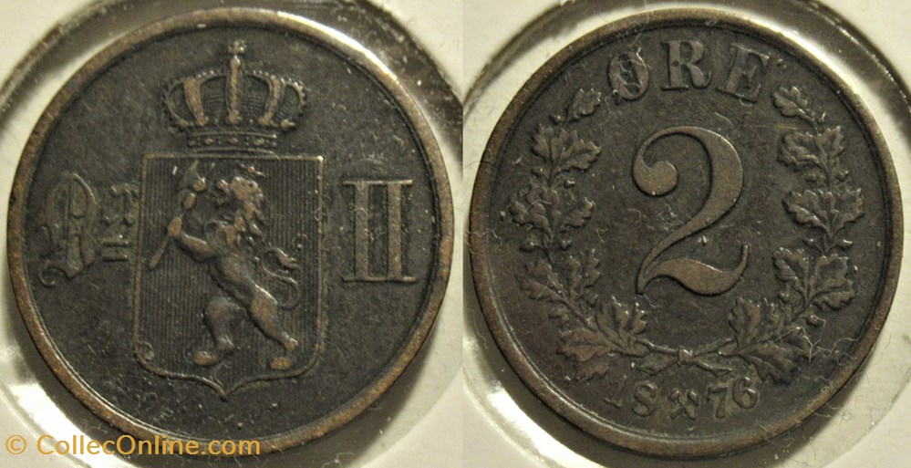 monnaies monde norvege norway oskar ii 2 re 1876