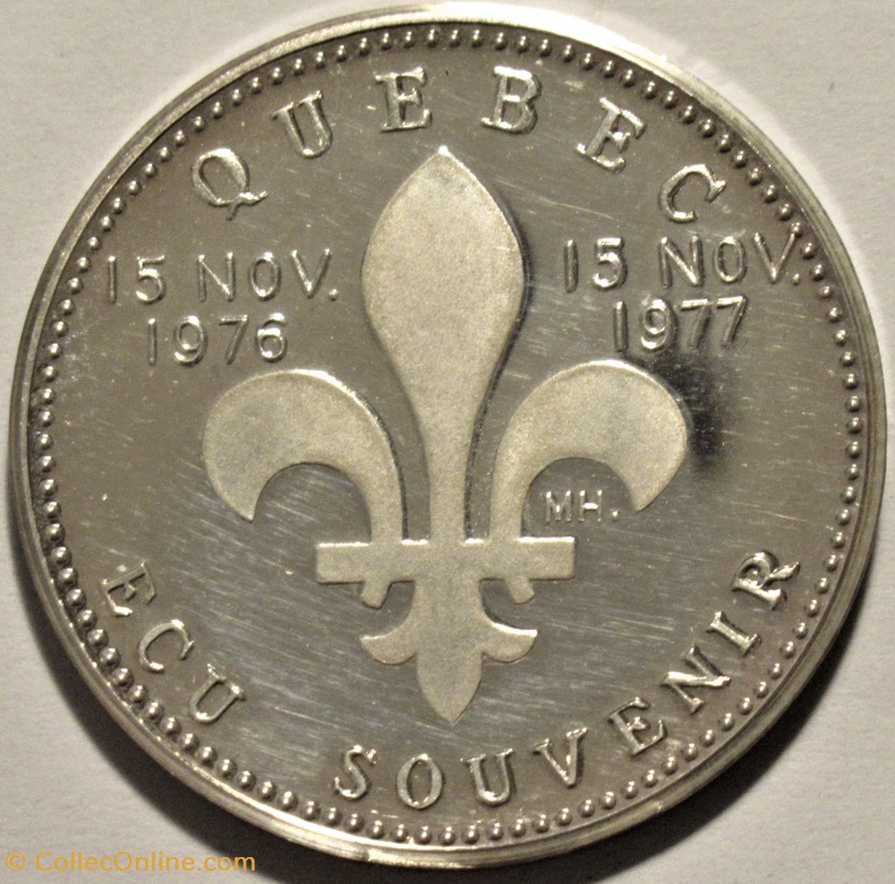 René Levesque, Premier Ministre du Québec - Ecu Souvenir 1976-77 3 monnaies jetons mereaux rene levesque premier ministre du quebec ecu souvenir 1976 77